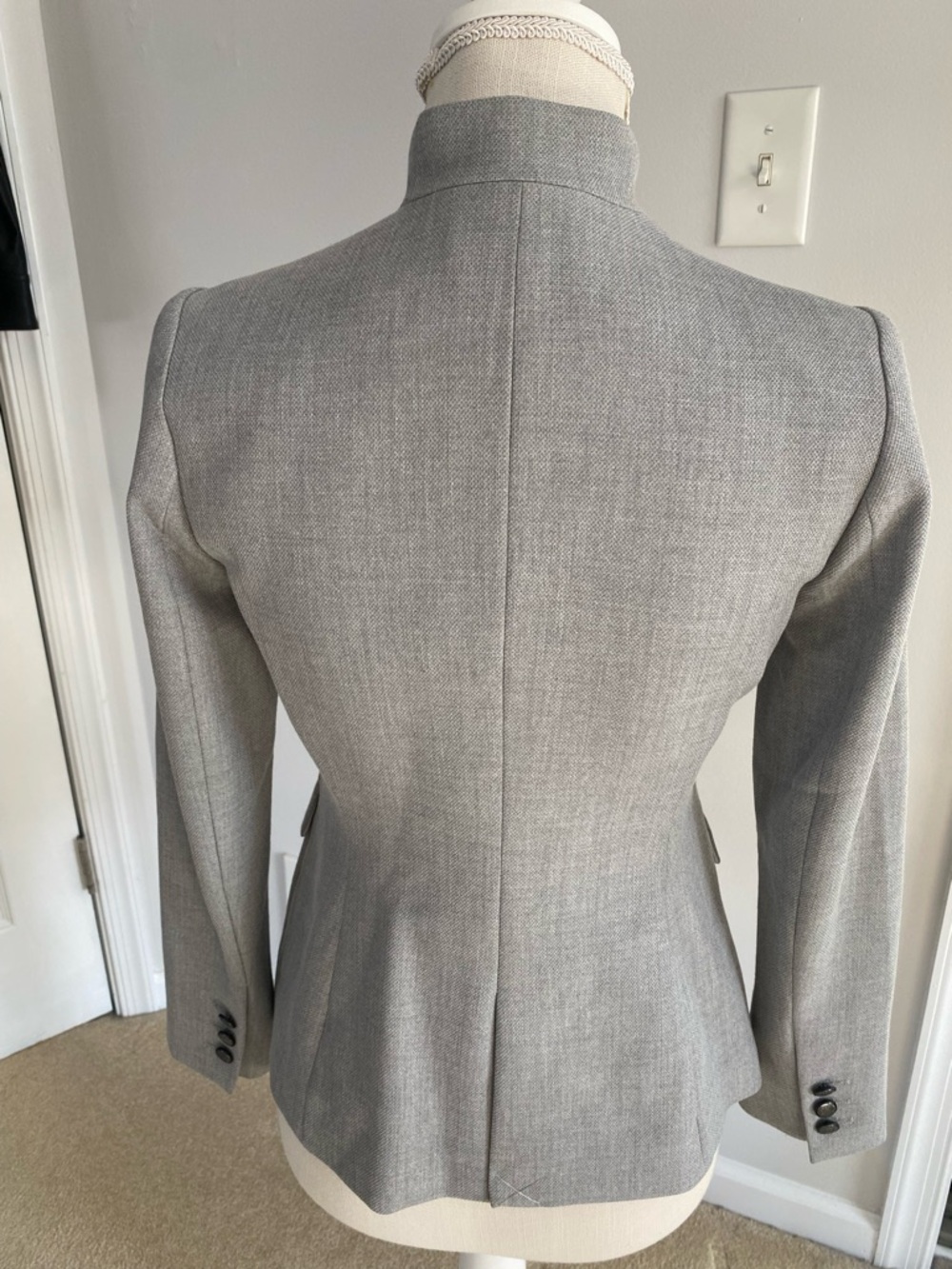 White House Black Market Light Gray Double-Breasted Tailored Blazer - Picture 2 of 4